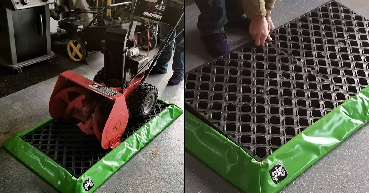 Raised Snow Blower Mat – Holds 14 Gallons of Melted Snow